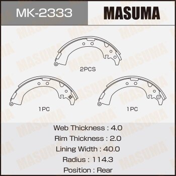 Колодки тормозные барабанные MASUMA MK2333
