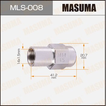 Фото гайка masuma 14x1.5мм, l=41.2мм, под ключ=21мм, с шайбой d=27мм