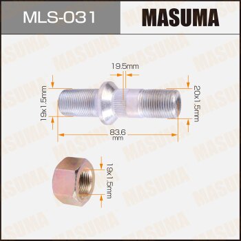 Фото шпилька для грузовика masuma 19x1.5мм - 20x1.5мм, l=83.6мм / canter front lh