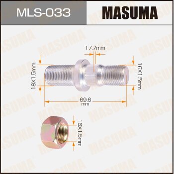 Фото шпилька для грузовика masuma 16x1.5мм - 18x1.5мм, l=69.6мм / oem_40223-63t00 nissan atlas rear lh