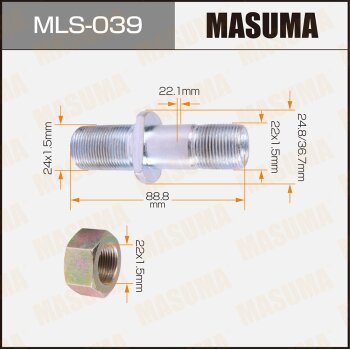 Фото шпилька для грузовика masuma 24x1.5мм - 22x1.5мм, l=88.8мм / forward rear lh