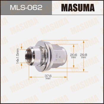 Фото гайка masuma 14x1.5мм, l=37.6мм, под ключ=21мм, короткие, с шайбой d=30мм / land cruiser 100