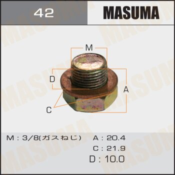 Фото болт маслосливной masuma (с шайбой) nissan 3/8