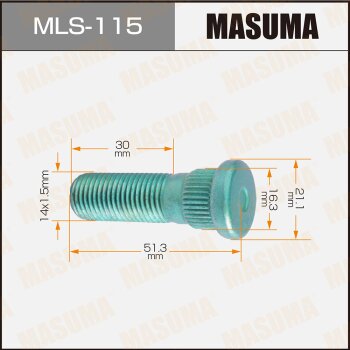 Фото шпилька для грузовика masuma 14x1.5мм, l=51.3мм / oem_90942-02077 toyota