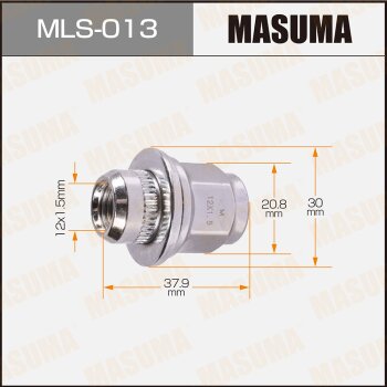 Фото гайка masuma 12x1.5мм, l=37.9мм, под ключ=21мм, короткие, с шайбой d=30мм / toyota, lexus