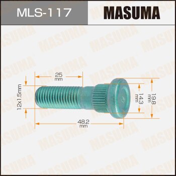 Фото шпилька masuma 12x1.5мм, l=48,2мм / toyota, daihatsu, lexus, mitsubishi, honda