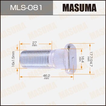 Фото шпилька для грузовика masuma 16x1.5мм, l=46.2мм / oem_mb161934 mmc canter lh