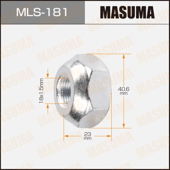 Фото гайка для грузовика masuma 18x1.5мм, l=23мм, под ключ=41мм / oem_8-94365-147-0 isuzu rh