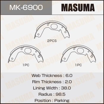 Колодки тормозные барабанные MASUMA MK6900