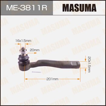 Фото наконечник рулевой тяги masuma toyota land cruiser 100, lexus lx470 98-02 rh