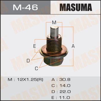 Фото болт маслосливной с магнитом masuma (с шайбой) nissan 12х1.25mm vg33,vq35,qg18, sr16, yd22