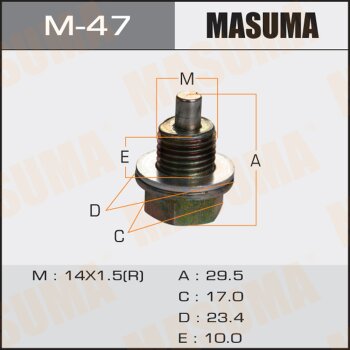 Фото болт маслосливной с магнитом masuma (с шайбой) isuzu 14х1.5mm ubs, ucs, ues, uer