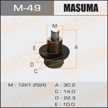 Фото болт маслосливной с магнитом masuma (с шайбой) toyota 12х1.25mm 1zz,1nz,2nz,2az,1mz,3s,1hd