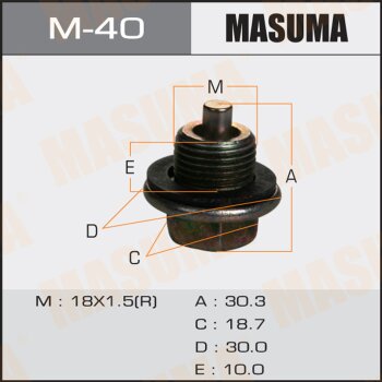 Фото болт маслосливной с магнитом masuma (с шайбой) toyota 18х1.5mm 2l,3l,1c,2c,1#b,1g,7m,4s