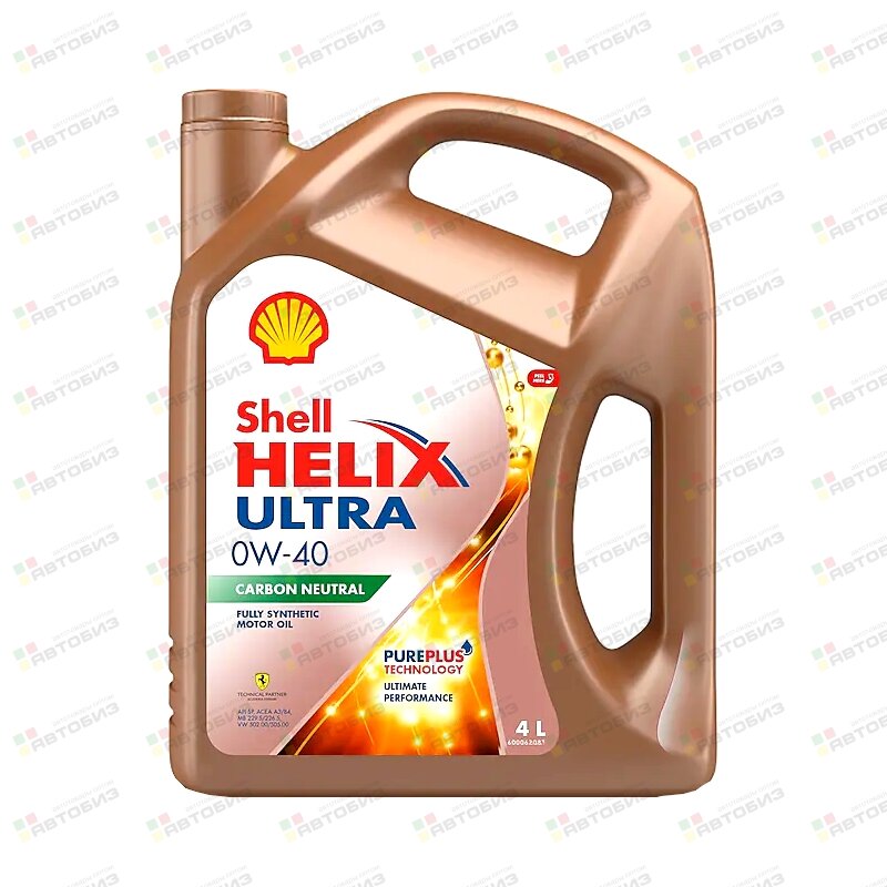 Масло моторное SHELL Helix Ultra 0W40 SN/SP, A3/B4 синтетика 4л (1/4 ...