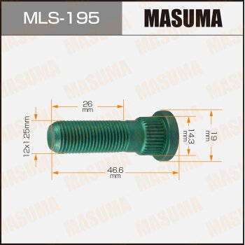 Фото шпилька masuma 12x1.25мм, l=46,6мм / nissan, subaru, mazda