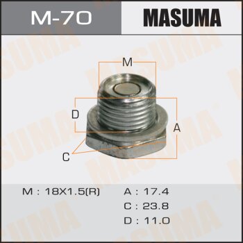 Фото болт маслосливной a/t с магнитом masuma (с шайбой) toyota allex.nze124.zze124 18x1.5mm