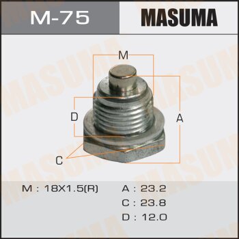 Фото болт маслосливной a/t с магнитом masuma (с шайбой) mitsubishi airtrek.cu2w 18x1.5mm