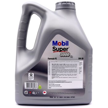 Масло моторное MOBIL Super 3000 X1 Formula FE 5W30 SL/CF, A5/B5 синтетика 4л (1/4)