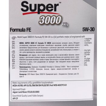 Масло моторное MOBIL Super 3000 X1 Formula FE 5W30 SL/CF, A5/B5 синтетика 4л (1/4)