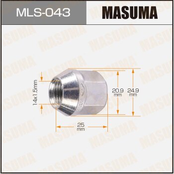 Фото гайка masuma 14x1.5мм, l=25мм, под ключ=21мм