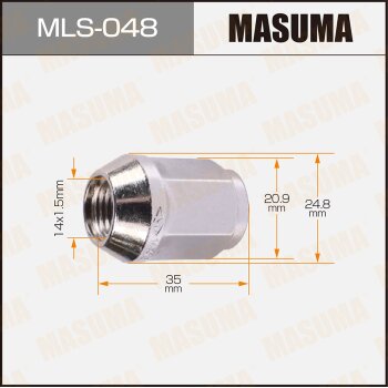 Фото гайка masuma 14x1.5мм, l=35мм, под ключ=21мм