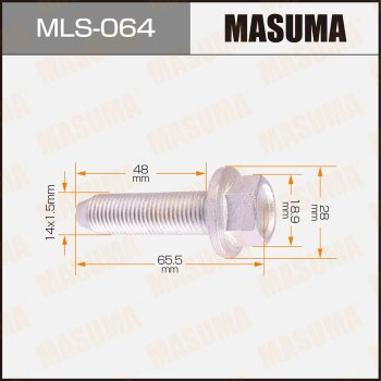 Фото болт амортизатора masuma 14x1.5мм, l=65.5мм, под ключ=19мм / subaru