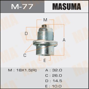 Фото болт маслосливной a/t с магнитом masuma (с шайбой) honda accord.cf3, cf4 18x1.5mm