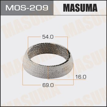 Фото уплотнительное кольцо под выхлопной коллектор masuma 54 x 69 x 16 mm