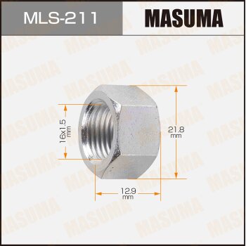 Фото гайка для грузовика masuma 16x1.5мм, l=12.9мм, под ключ=22мм / toyota