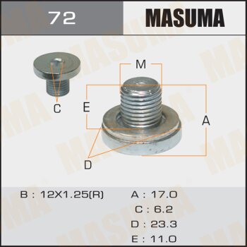 Фото болт маслосливной a/t masuma (с шайбой) toyota