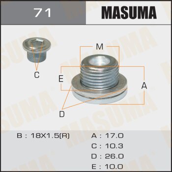 Фото болт маслосливной a/t masuma (с шайбой) toyota