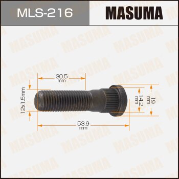 Фото шпилька masuma 12x1.5мм, l=53.9мм / toyota, daihatsu, lexus, mitsubishi, honda