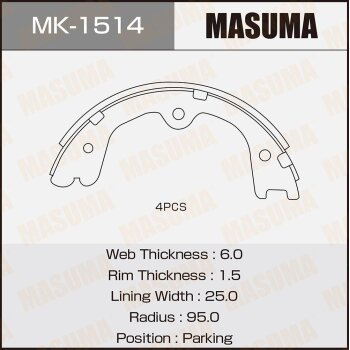 Колодки тормбарабпарков MASUMA MK1514