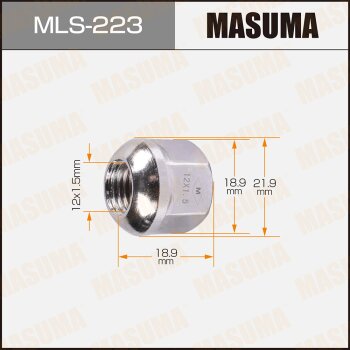 Фото гайка masuma 12x1.5мм, l=18.9мм, под ключ=19мм / honda