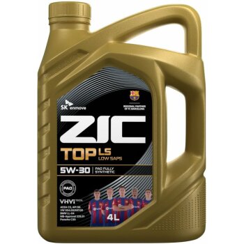 Масло моторное ZIC TOP LS 5w30 SN/CF ACEA C3 (унив., премиум синт., CAT/DPF, доп. VW, MB, LL, Porsche) 4л (1/4)