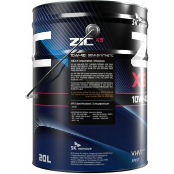 Масло моторное ZIC X5 10w40 SP/SN Plus (бензин, п/синт.) 20л