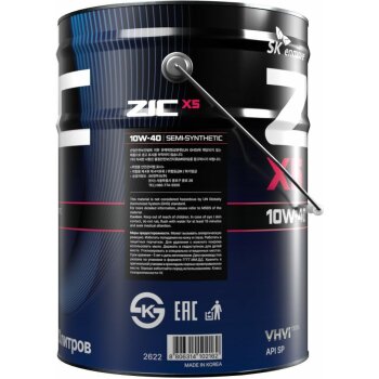 Масло моторное ZIC X5 10w40 SP/SN Plus (бензин, п/синт.) 20л