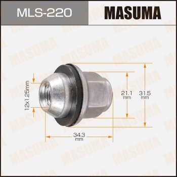 Фото гайка masuma 12x1.25мм, l=34.3мм, под ключ=21мм, с шайбой d=31.5мм / nissan