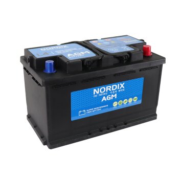 Аккумулятор NORDIX AGM 80 Ah L(обр) LN4/L4(H7) L ССА 800А 315*175*190 необслуж. Китай