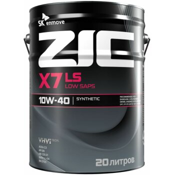 Масло мотороное ZIC X7 LS 10w40 SN/CF, ACEA C3 20л (универсальная синтетика)