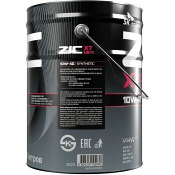 Масло мотороное ZIC X7 LS 10w40 SN/CF, ACEA C3 20л (универсальная синтетика)