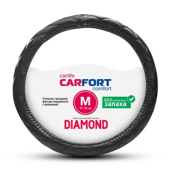 Оплетка  Diamond черная прошивка мягкая М (1/25) CARFORT CS2162
