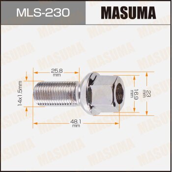 Фото болт колесный masuma 14x1.5мм, l=48.1мм, под ключ=17мм / volkswagen, passat