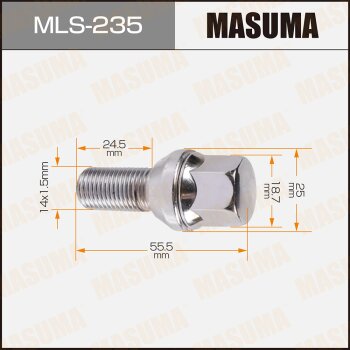 Фото болт колесный masuma 14x1.5мм, l=55.5мм, под ключ=19мм / renault megan ii