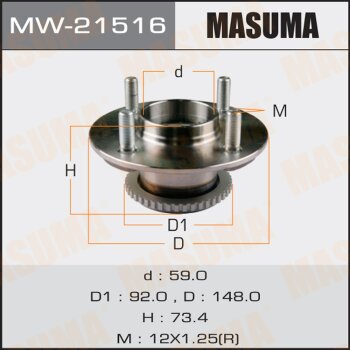 Фото ступичный узел masuma rear nissan almera, primera / p16e, p11e (with abs)