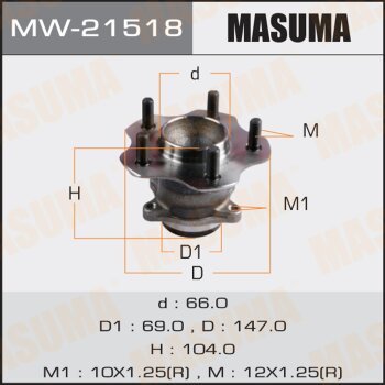 Фото ступичный узел masuma rear nissan sentra, tiida / b17r, c13r (with abs) 14-