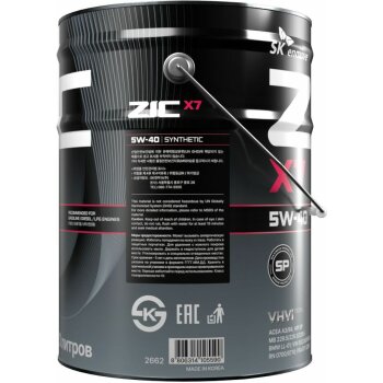 Масло моторное ZIC X7 5w40 SP/CF, ACEA A3/B4 20л (бензин, синтетика)