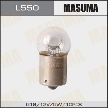 Фото лампа цок. masuma 12v 5w ba15s g18 одноконтактная (уп.10шт)