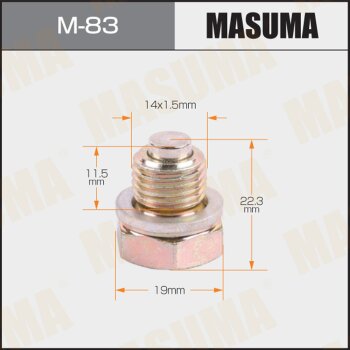 Фото болт маслосливной с магнитом masuma (с шайбой) vag 14x1.5mm